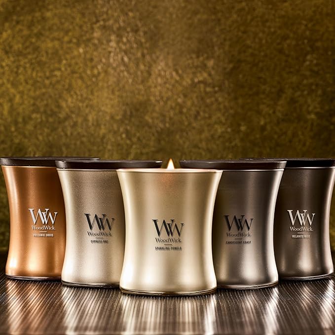 WoodWick Candescent Coast Holiday Candle Gifts for Women and Men, 9.7 oz Precious Metals Collection with Crackling Wick