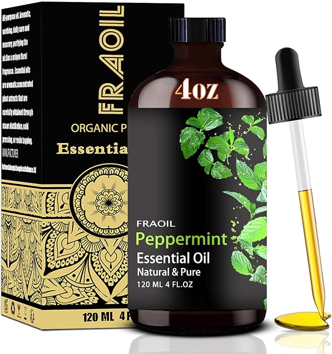 Peppermint Essential Oil, Peppermint Oil 4 Fl Oz 120ML for Diffuser Humidifier Yoga Cleaning DIY Candle Soap Making Perfume Gift Essential Oils