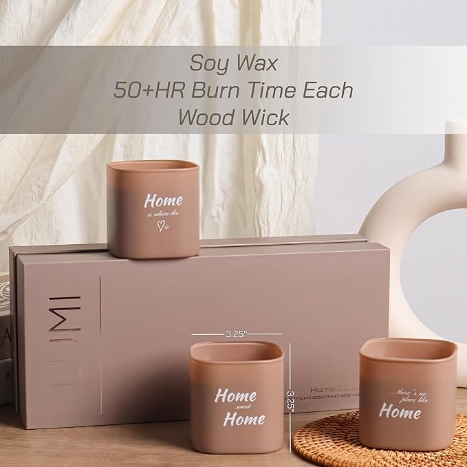 Set of 3 Premium Scented Soy Candles Gift Set | Home Collection – White Musk, Bamboo Forest & Peony Garden | Crackling Wood Wick | Luxurious Candle Set for Relaxation, Home Décor & Gifts | 9.8oz Each