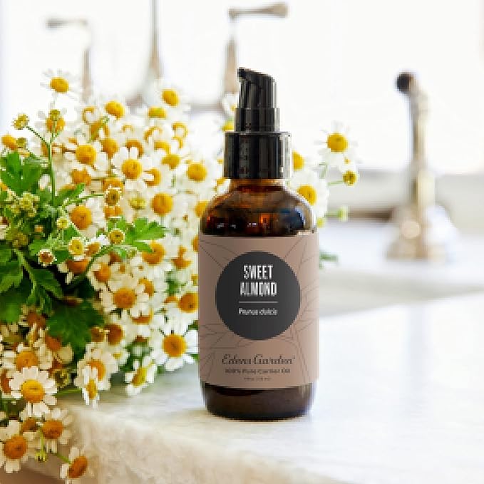 Edens Garden Sweet Almond Carrier Oil- 100% Pure Premium Cold Pressed & Hexane Free, Natural Moisturizer For Face, Lips, Skin, Hair, Body & Nails, Massage & Diluting Essential Oils 118 ml (4 fl oz)