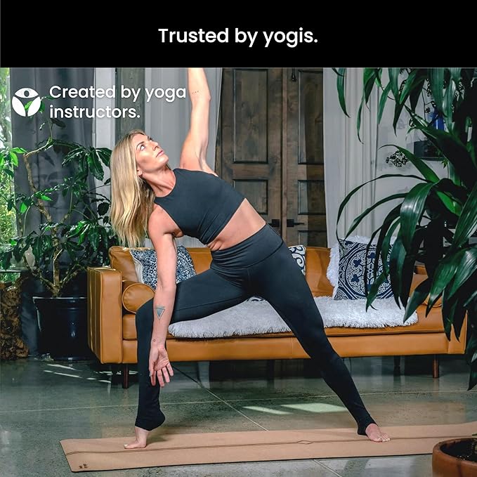 Luxury Cork Yoga Mat - Non Slip, Extra Thick Grip. Thicker, Longer, and Wider for More Comfort and Support. Tough Enough For Hot Yoga. Natural, Non Toxic, and Eco Friendly. Optional Alignment Lines.