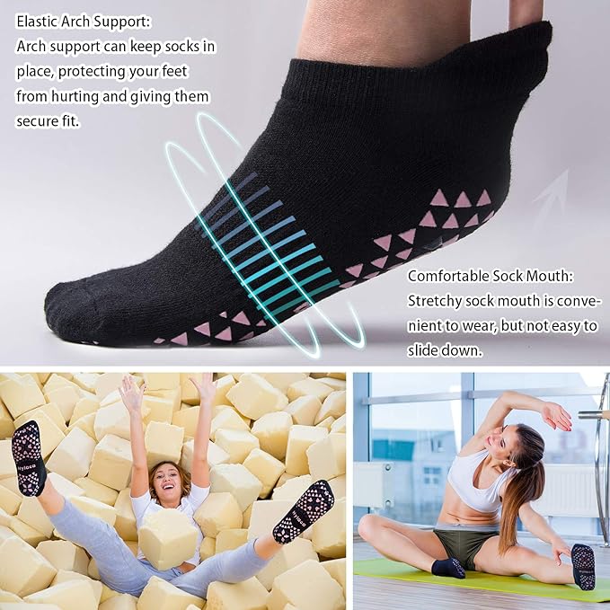 Hylaea Unisex Non Slip Socks with Grip for Yoga, Hospital, Pilates, Barre | Ankle, Cushioned
