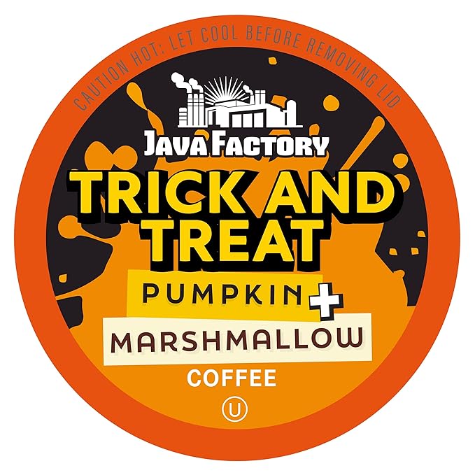 Java Factory Coffee Pods Pumpkin and Marshmallow Flavored Coffee Compatible with K Cup Brewers Including 2.0, Trick and Treat, 40 Count