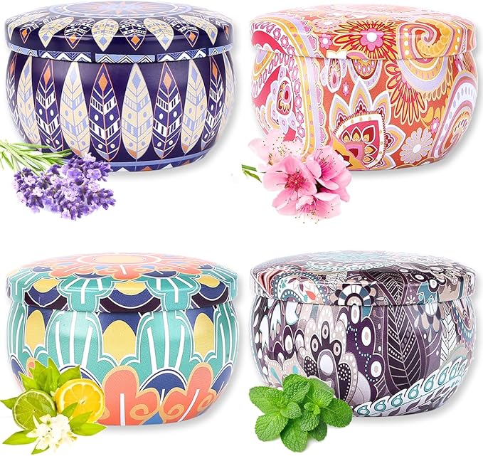 4 Pack Aromatherapy Candles Long-Lasting Fragrance Soy Wax Aromatherapy Candles, Suitable for Home Use, Yoga, Bathing, Mother's Day, Christmas, Festivals to Create Atmosphere (4Pack-Classic A)