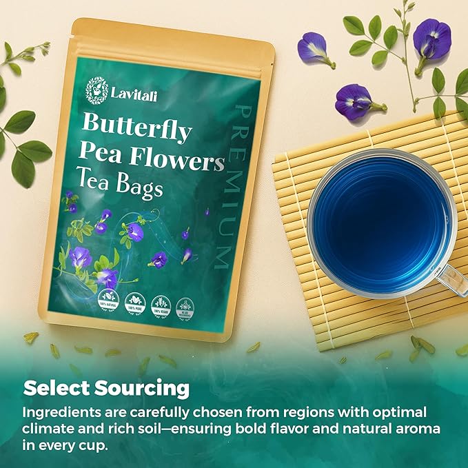 Lavitali, Butterfly Pea Flower Tea | 120 bags, 100% Pure Herbal Tea | Caffeine-Free, Antioxidant-Rich, Eco-Friendly Filter Bag | Daily Natural Botanical, Hot or Iced Floral Infusion