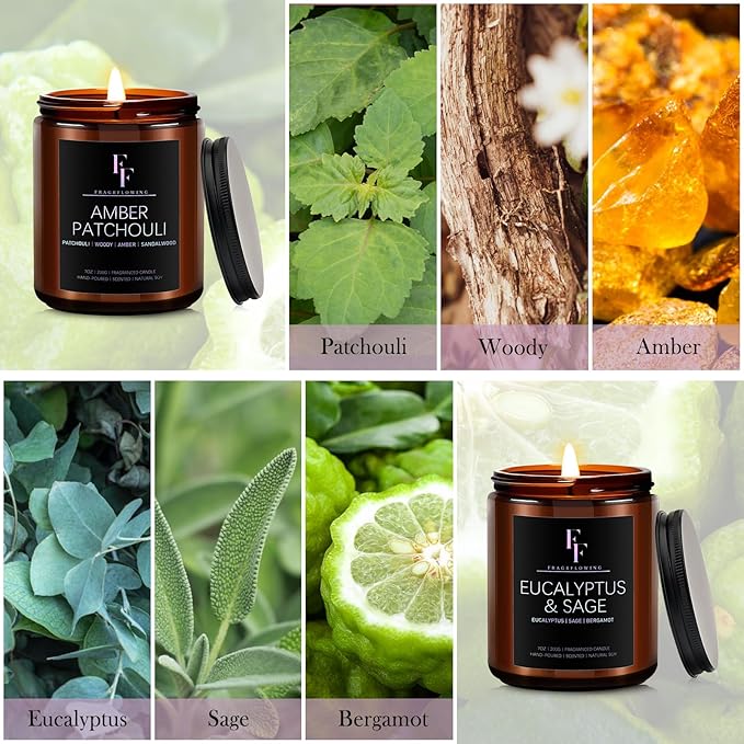 Scented Candles Set, Candles for Home Scented Soy Wax Candle, 4 Pack 28 Oz Aromatherapy Candles Gift Set for Women Men (Patchouli/Vetiver/Sage/Rose)