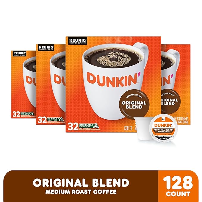 Dunkin' Original Blend Medium Roast Coffee, 128 Keurig K-Cup Pods