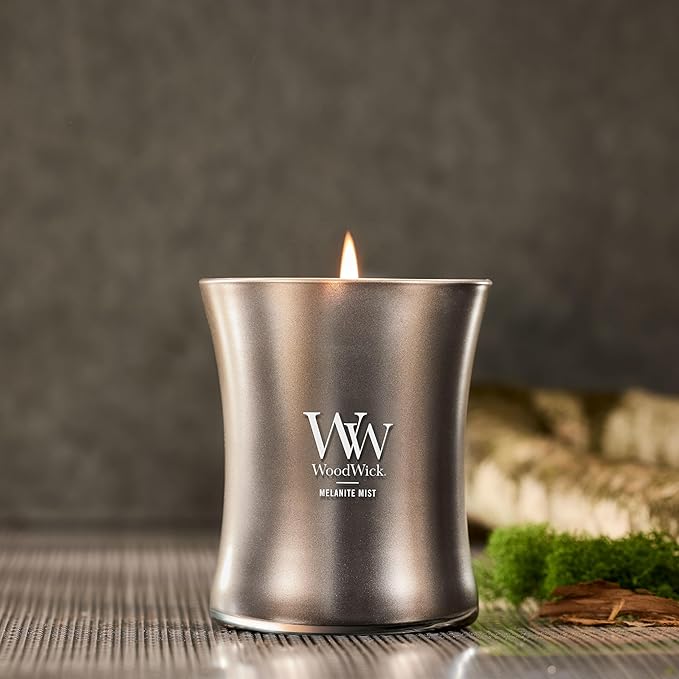 WoodWick Melanite Mist Holiday Candle Gifts for Women and Men, 9.7 oz Precious Metals Collection with Crackling Wick