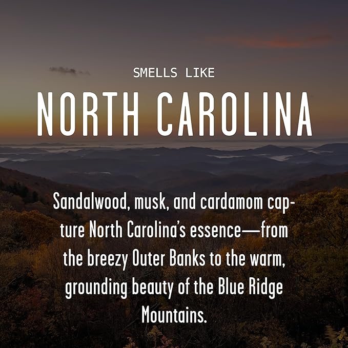 North Carolina Gifts, North Carolina Decor for Home - 'There's No Place Like North Carolina Candle, w/Sandalwood, Musk & Cardamon I North Carolina Souvenirs State Gifts I 9oz Jar, 50Hr Burn, USA Made