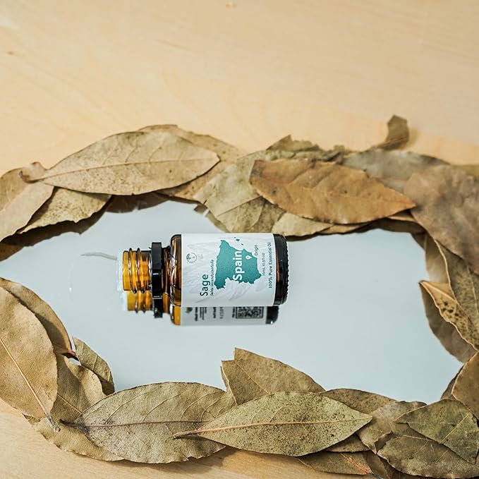 Sage Essential Oil - Direct from Essential Oils SL Spain - Steam Distilled - Aceite Esencial de Salvia for Aromatherapy, Massage, Diffuser, DIY Candle and Soap Making - 2lbs