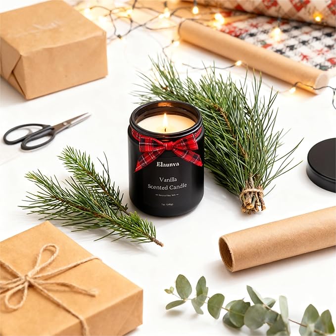 Vanilla Scented Candle,7oz(200g),Natural Soy Wax,Fall Candle,Aromatherapy Candles,Home Decorations,Romantic Present,Stress Relief and Relax Gift for Men and Women (7oz(200g), Vanilla)