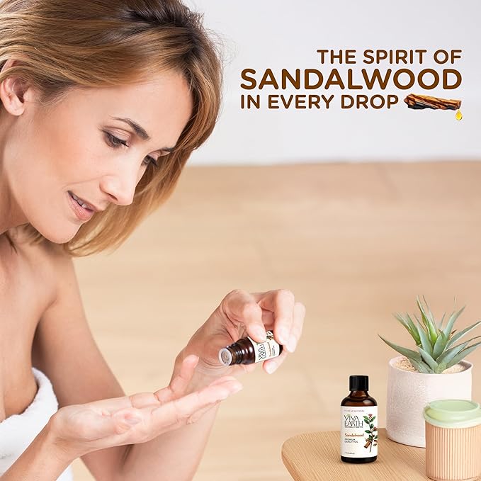 Sandalwood Essential Oil – Premium Quality Oil and Natural Woody Aroma for Diffusers, Massage, DIY Aromatic Blends, Soap & Candle Making – with Dropper, 1 Fl Oz