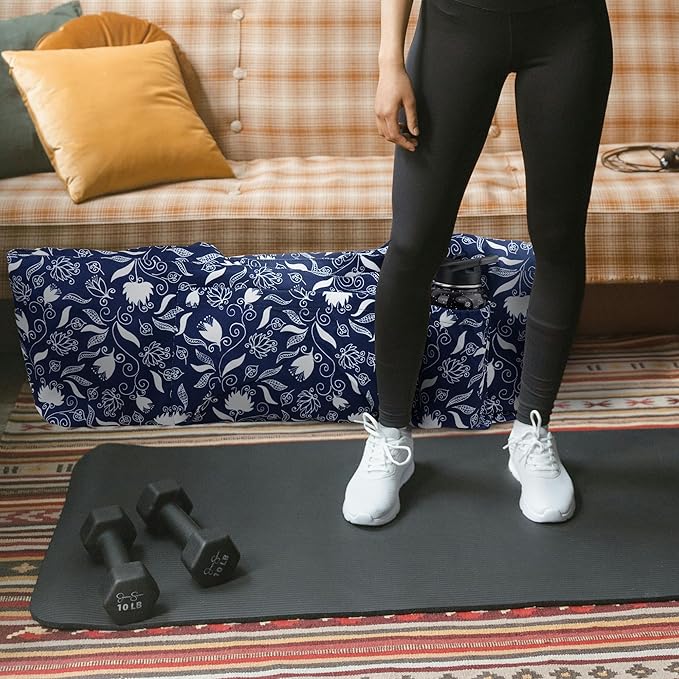 jswuffx Large Yoga Mat Bag Yoga Bags and Carriers Fits All You Stuff Yoga Tote Bag with Yoga Mat Strap, Elastic Pockets and Zipper Pockets