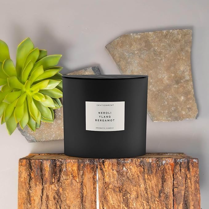 ENVIRONMENT Inspired by Designer Perfume CN5 Candle, 55oz Luxury Coconut Apricot Wax Candles for Home (Neroli | Ylang | Bergamot) Home Fragrance Products, 4 Wick Candle, Vegan & Cruelty-Free