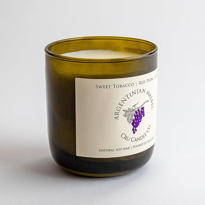 Cru Wine Scented Candles - Argentinian Malbec Scent - Clean Burning, Non Toxic Candle, Luxury Decor Soy Candles for Home Scented, Relaxing Gifts for Women, Aesthetic Soy Candle for Men, Made in USA