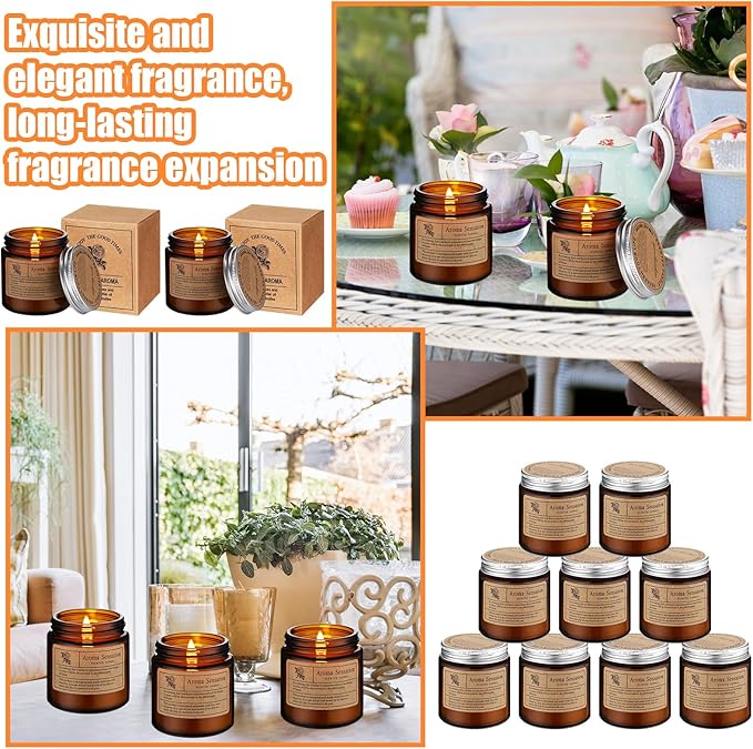 Landhoow 60 Pcs Candles Bulk for Home Scented Soy Aromatherapy Candle Gifts for Women Men 6 Style Lasting 24h English and Pear Freesia, Bluebell, Lavender, Lychee White Tea White Tea Orchid and Forest