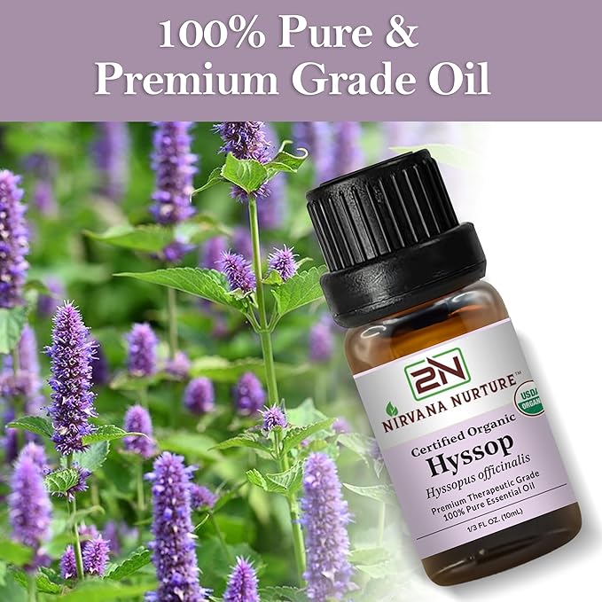 Hyssop Essential Oil USDA Certified Organic, 100% Pure Natural Premium Grade, Undiluted