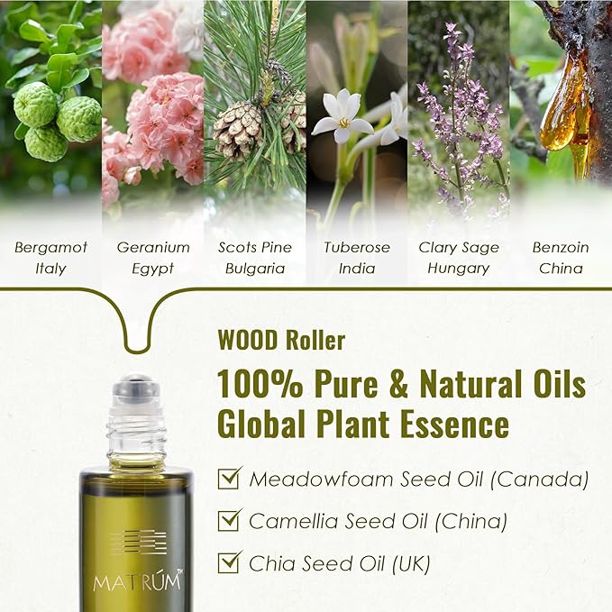 MATRUM Five Element Essential Oil Roll-On Set – 100% Pure Aromatherapy Blend for Stress Relief, Anxiety Ease, Relaxation & Sleep Support, Circulation & Balance, Self-Care Gift, 2.5 Fl Oz