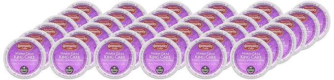 Community Coffee Mardi Gras King Cake Flavored 36 Count Coffee Pods, Medium Roast, Compatible with Keurig 2.0 K-cup Brewers, 12 Count (Pack of 3)