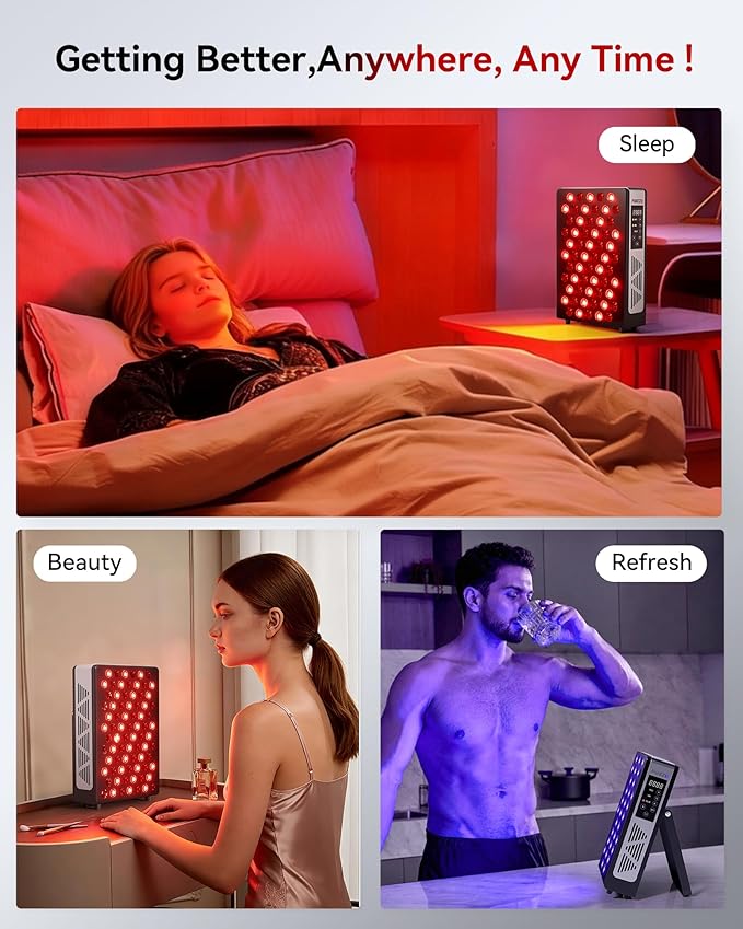 Red Light Therapy for Face and Body, 60 3+4 Chips LEDs 460nm-880nm, Blue Light, Red and Near Infrared Light Therapy Devices with 7 Wavements, Red Light Therapy for Home Office & Gym