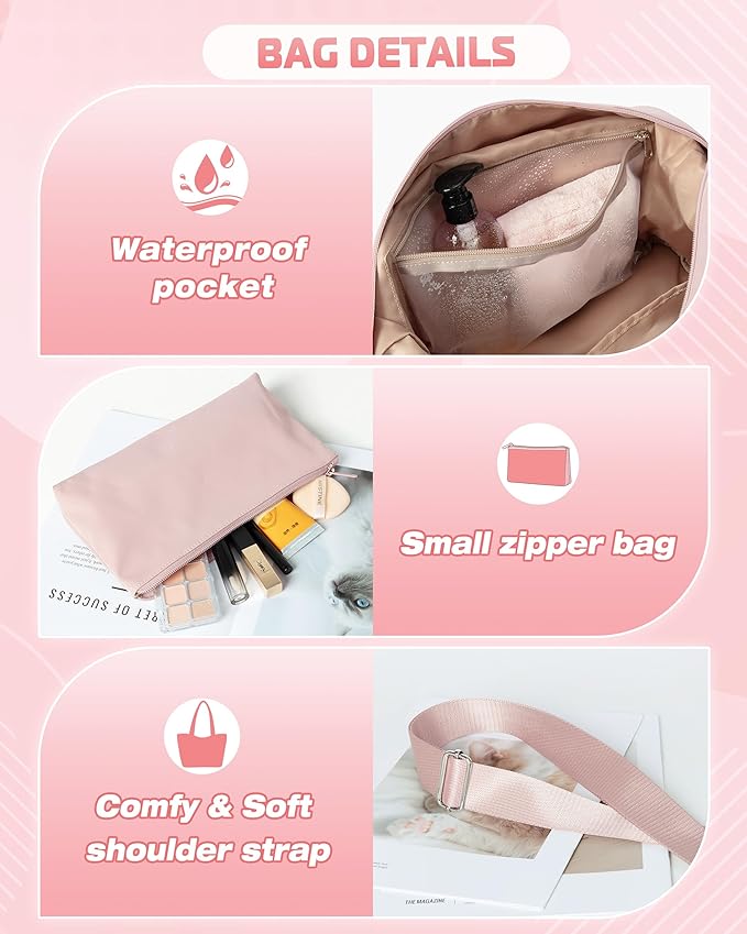 Smasrob Small Gym Bag with Yoga Mat Holder, Wet Pocket and a Separate Pouch, Small Gym Duffle Bag for Women with Detachable Crossbody Shoulder Strap, Pink