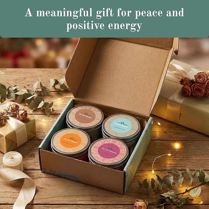 Smudge Candle Gift Set (4x6oz) – Love, Grounding, Cleansing & Awakening – Soy Wax Energy Candles – Sage, Rose, Palo Santo & Sedona – Spiritual for Protection, Intention & Healing – Made in USA