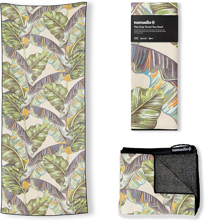 Nomadix Original Towel - Perfect for Beach, Pool, Travel, Camping, Yoga - Made with Recycled Materials - Super Absorbent - Sand Resistant - Banana Leaf Green - 72.5x30
