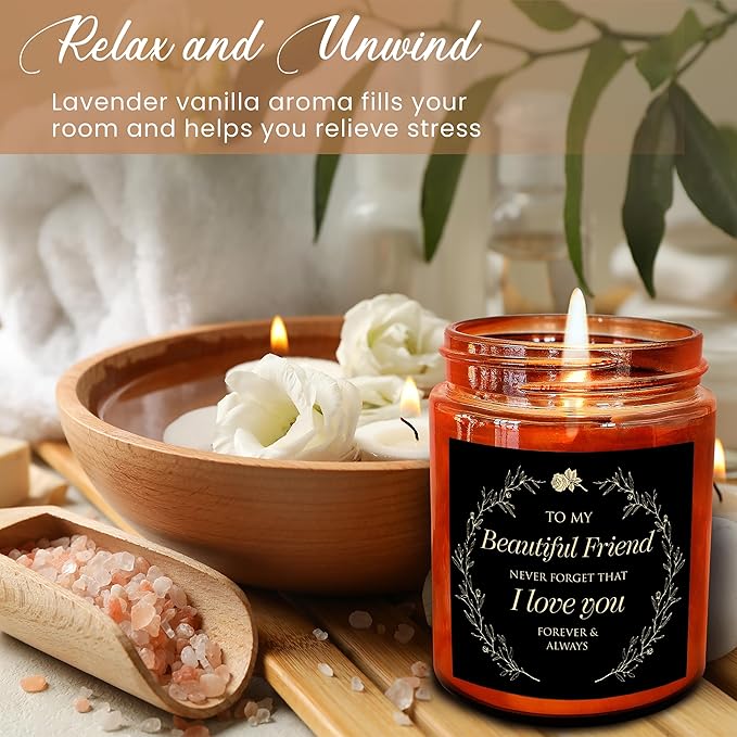 Friendship Gifts for Women - My Beautiful Friend Soy Candle for Best Friend Bestie BFF Soul Sister Bonus Sister - Valentines Day, Birthday Gift - Love You Gift for Her Girlfriend Boyfriend Men