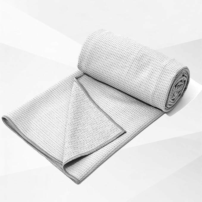 WUOXPM 4 Pack Hot Yoga Towel with Grip Dot, Stickyfiber Non-Slip Yoga Mat Towel, Microfiber Absorbent Microfiber for Hot Yoga, Bikram, ilates, Exercise, Fitness