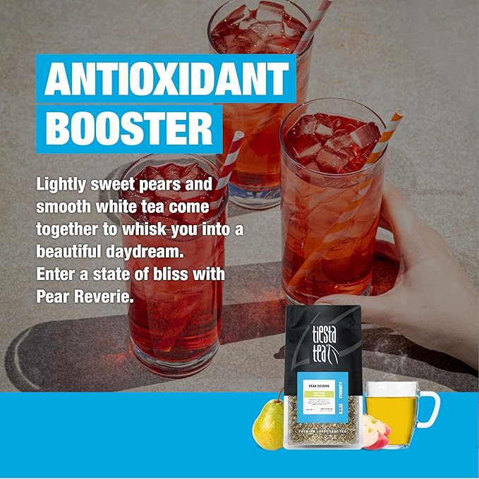 Tiesta Tea - Pear Reverie Tea, Loose Leaf, White Pear Herbal Tea, Premium Low Caffeine Tea Blend, Make Hot or Iced & Up to 200 Cups, 16 oz Resealable Bulk Pouch