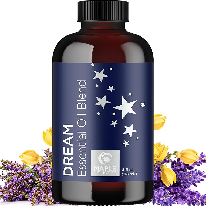 Sleep Essential Oil Blend for Diffuser - Dream Essential Oil for Diffusers Aromatherapy and Wellness with Ylang-Ylang Clary Sage Roman Chamomile and Lavender Essential Oil for Nighttime Support 4oz