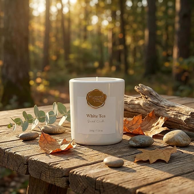 Scented Luxury Candles -White Tea-Aromatherapy Jar Candles for Relaxation & Sleep -7 oz- 45 Hours Clean Burn-Hand-Cast -100% Natural Soy Wax-Valentine’s Day Gift