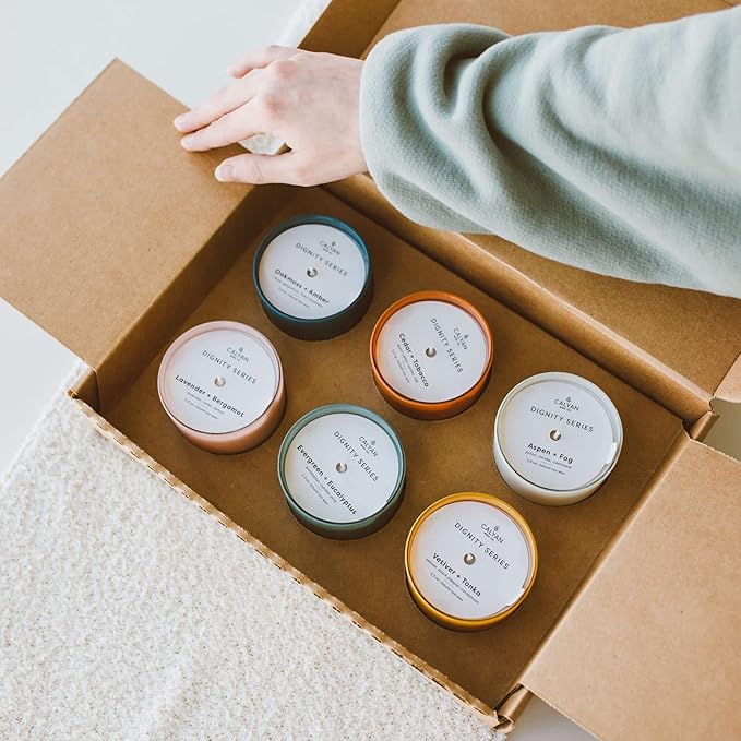Calyan Wax Co. Dignity Series Scented Candle Gift Set - 6 Scented Candles - 35 Hour Burn - Luxury Non Toxic Soy Wax Candles - Long Lasting Colorful Ceramic Jar Candle for Home - 5.3oz