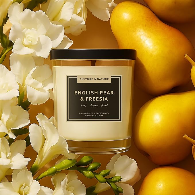 CULTURE & NATURE Natural Soy Wax Candle 7oz (English Pear & Freesia)