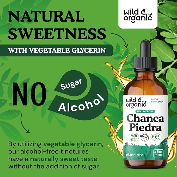 Wild & Organic Chanca Piedra Stone Breaker Drops - Herbal Chanca Piedra Extract for Kidney, Gallbladder Cleanse & Urinary Support - Vegan, Sugar & Alcohol-Free Tincture - 4 fl oz