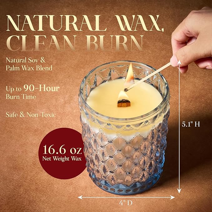 M&SENSE Pear & Freesia Scented Candle | 16.6oz, 100-Hour Burn | Natural Non-Toxic Soy Wax | Long-Lasting for Mood Healing and Gifting | for Bathroom, Kitchen, Office