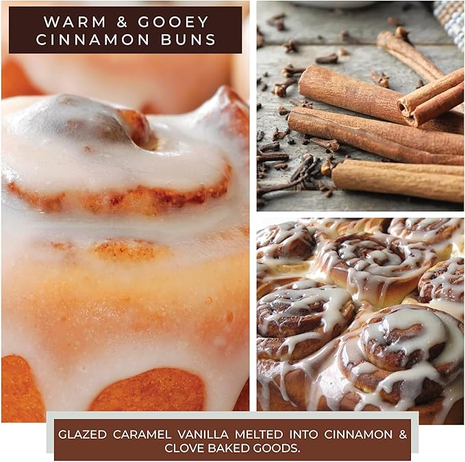 A Cheerful Giver - Warm & Gooey Cinnamon Buns Baby Scented Glass Jar Candle (6oz) with Lid & True to Life Fragrance Made in USA