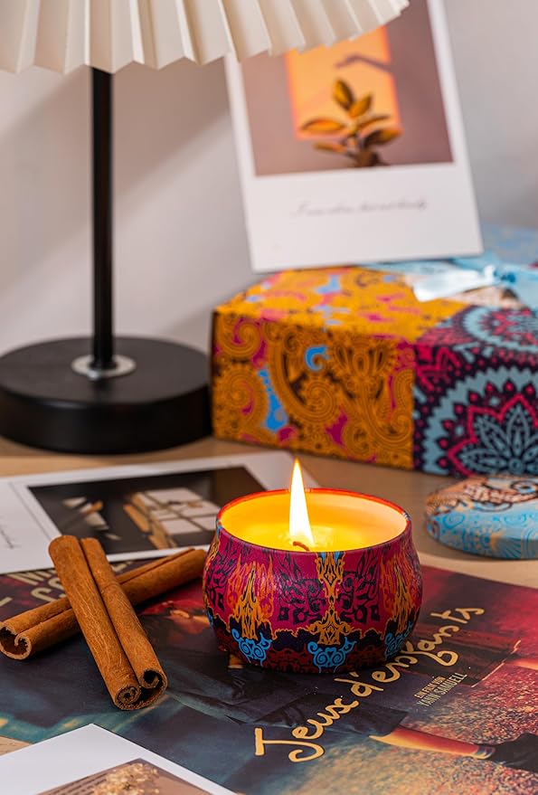 Scented Candles Gifts Set, 4 Pack Aromatherapy Candles for Home Scented, Stress Relief Gifts for Women, 120 H Lasting Burn Natural Soy Wax Candle for Birthday Valentine Mother's Christmas Day