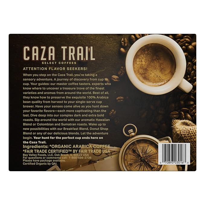 Caza Trail Coffee, Organic Extra Bold Medium Roast, 100 Single Serve Cups