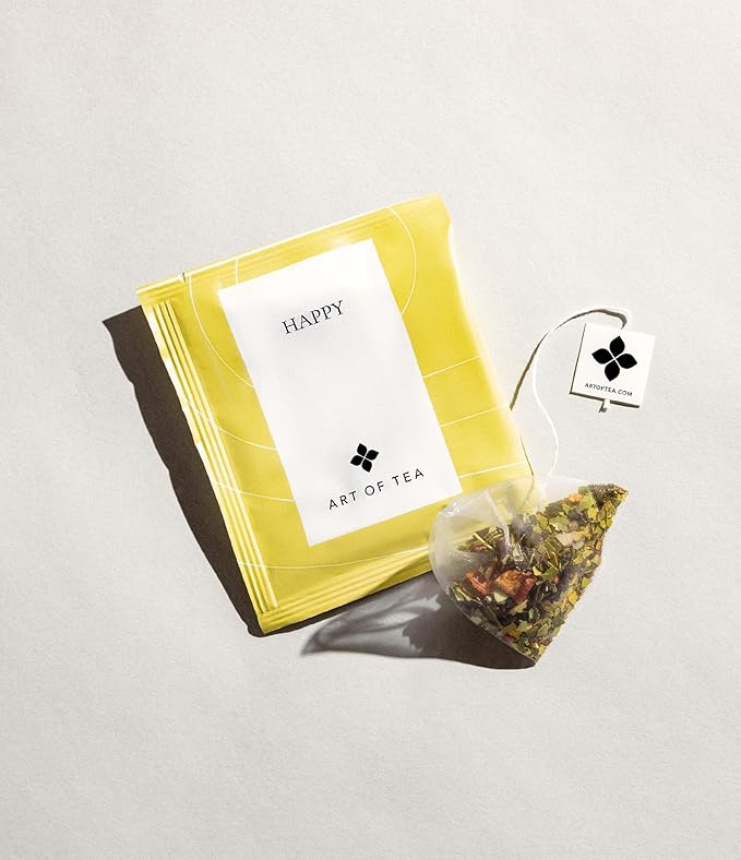 Art of Tea | Organic Happy Jasmine Green Tea | 50 Eco Friendly Pyramid Tea Bag Sachets