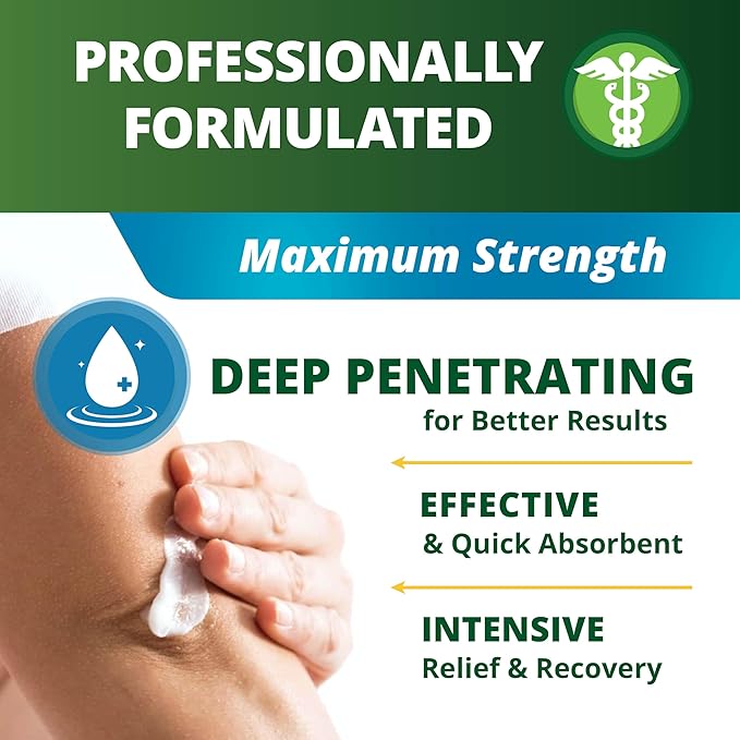 OWELL NATURALS Deep Penetrating Pain Relief Ointment, Natural Cream Fast Acting Formula for Back, Knee, Joint & Muscle Discomfort, Long-Lasting Soothing Balm, 7 oz