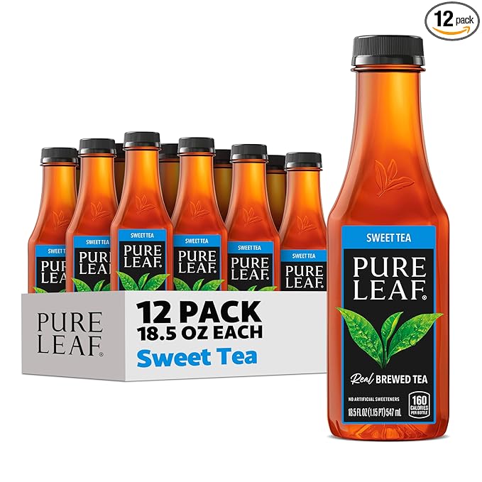 Pure Leaf Iced Tea, Sweet Tea, Real Brewed Tea, 18.5 Fl Oz Bottles (Pack of 12)