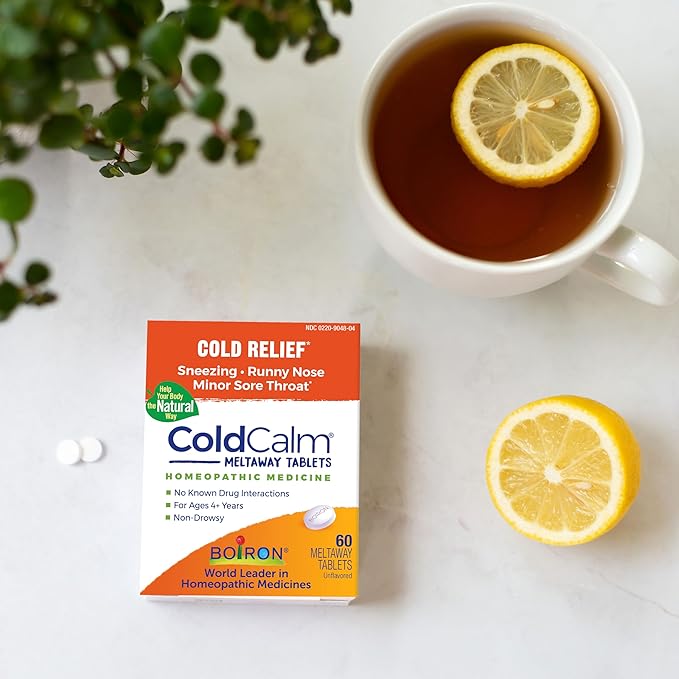 Boiron ColdCalm Tabs - 100 Count for Relief of Common Cold Symptoms Such as Sneezing, Runny Nose, Sore Throat, and Nasal Congestion - Non-Drowsy Cold Calm Meltaway Tablets