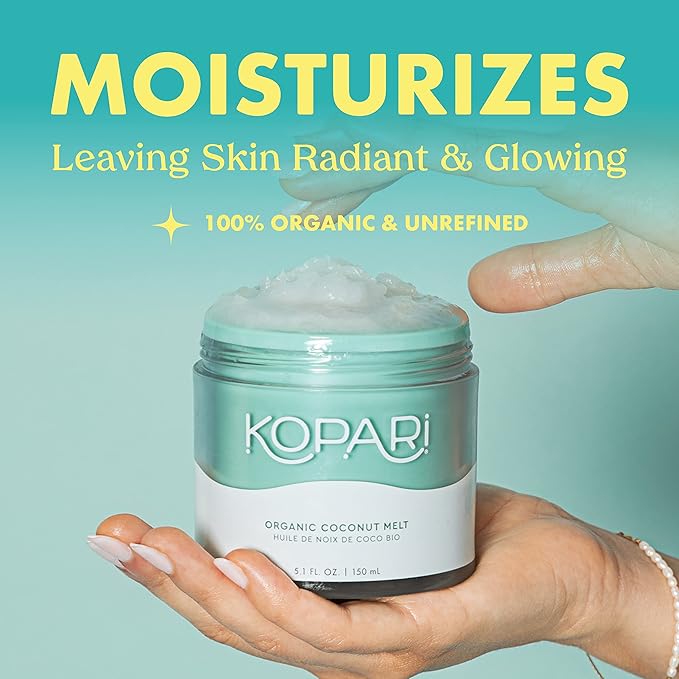 Kopari Organic Coconut Melt | Multi Purpose Skin Moisturizer, 100% Unrefined Coconut Oil Skin Care For Body, Hair, Face | Vegan, Cruelty Free, Paraben & Sulfate Free | 5.1 Oz
