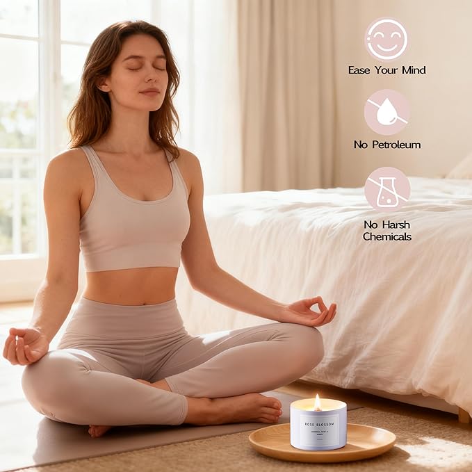 Candle Gift Set for Women – 3 Scented Soy Candles in Pink Gift Box – Orchid & Jasmine, Sweet Coconut, Rose Blossom – Birthday Gifts for Women, Christmas Gifts, Housewarming, Aromatherapy Candles
