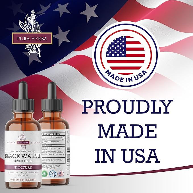 Black Walnut Hull Tincture – Natural Detox & Digestive Cleanse – Organic Black Walnut Extract Drops – Alcohol-Free, Sugar-Free, Vegan Herbal Supplement for Gut & Immune Support