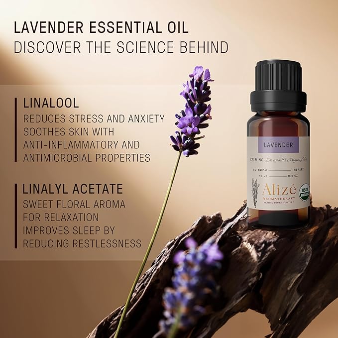 Pure Lavender Essential Oil, 100% Organic USDA Certified, Lavender Essential Oil Pure for Diffusers for Home, Aromatherapy Oil, Diffuser Oils Scents, Organic Oil, 10ml-0.33 fl oz