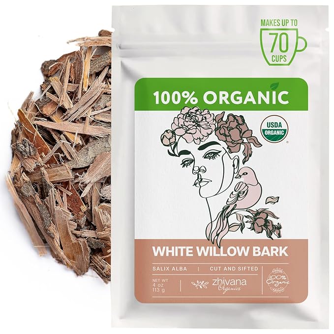 Organic White Willow Bark (4 oz.) (Salix alba) – Loose Dried Bark – Edible Grade for Tea, Decoctions & Herbal Use
