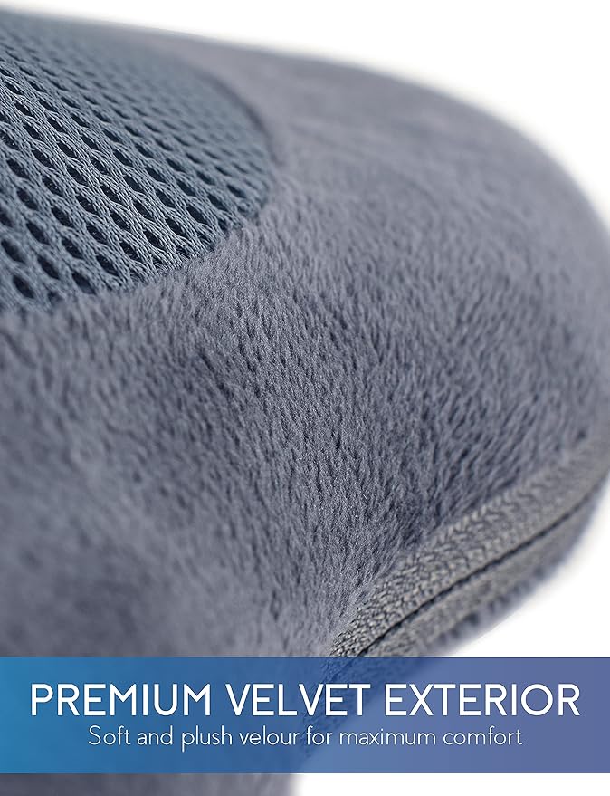 Zyllion Shiatsu Back and Neck Massager with Heat - 3D Electric Kneading Deep Tissue Massage Pillow for Muscle Pain Relief, Slate, ZMA-13