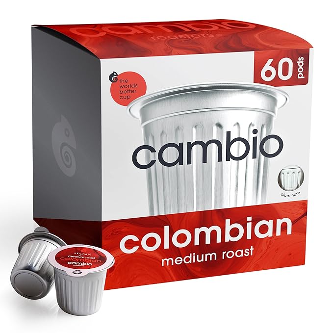 Cambio Roasters Colombian Organic Coffee K Cups for Keurig, Medium Roast Coffee K-Cup, Only Aluminum Keurig K Cups with Organic Beans, More Flavor & Longer Lasting Freshness, Medium Roast, 60 count